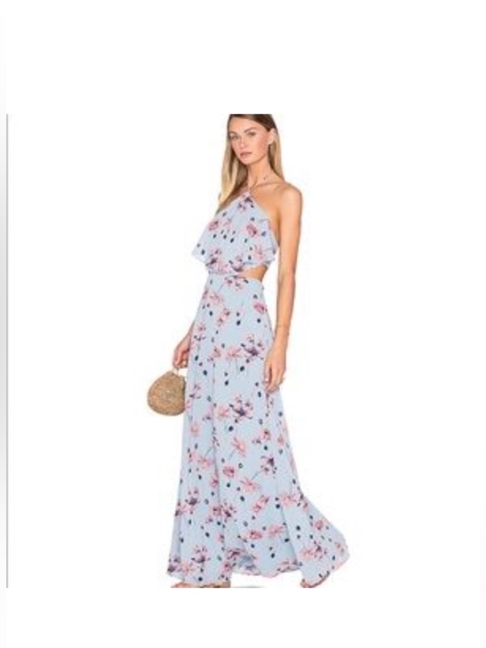 House of Harlow 1960 x Revolve Blue Floral Halter Maxi
